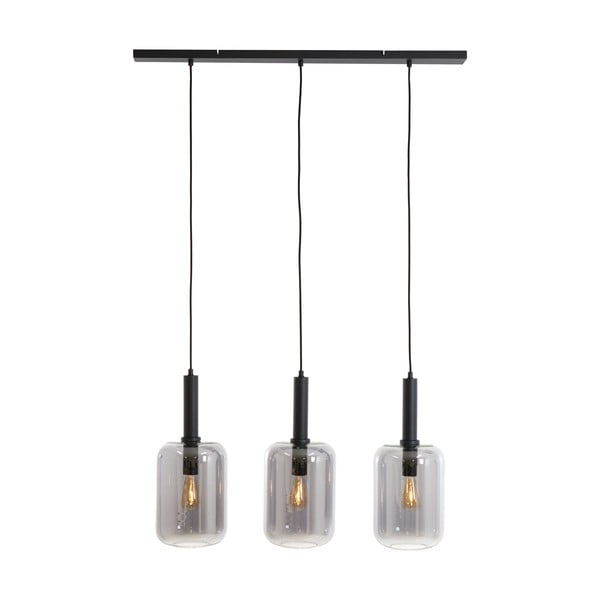 Crna stropna svjetiljka sa staklenim sjenilom 100x22 cm Lekar - Light & Living