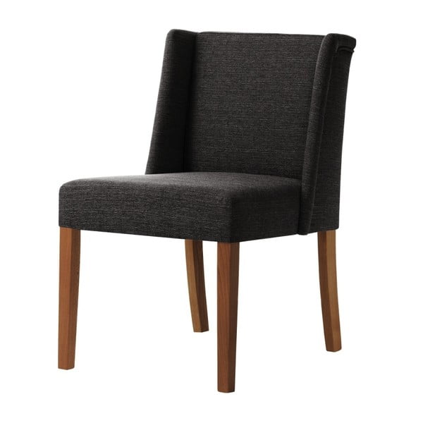 Antracit siva stolica s tamnosmeđim nogama od bukve Ted Lapidus Maison Zeste