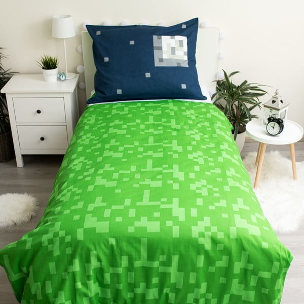 Zelena/plava pamučna dječja posteljina za krevet za jednu osobu 140x200 cm Minecraft "Sssleep Tight" – Jerry Fabrics-image-2