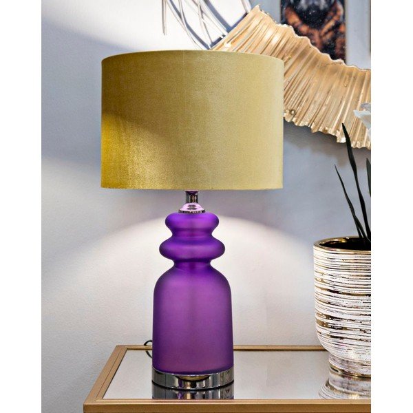 Žuta /ljubičasta stolna lampa s tekstilnim sjenilom (visina 57,5 cm) Milva Two – Mauro Ferretti-image-1