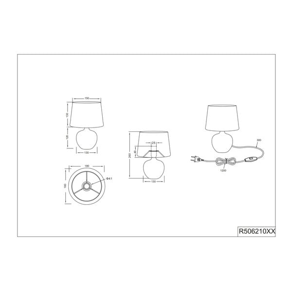 Crna stolna svjetiljka od keramike i tkanine Reality Luxor, visina 26 cm-image-2