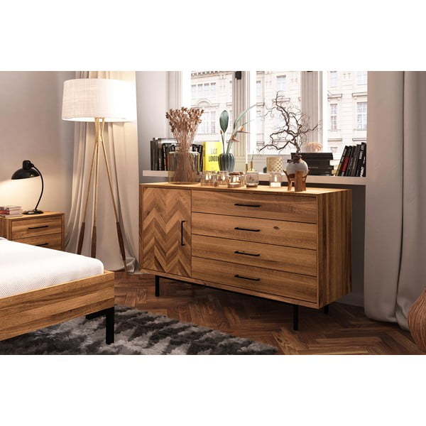 Niska komoda od hrastovine u prirodnoj boji 144x80 cm Abies - The Beds-image-3