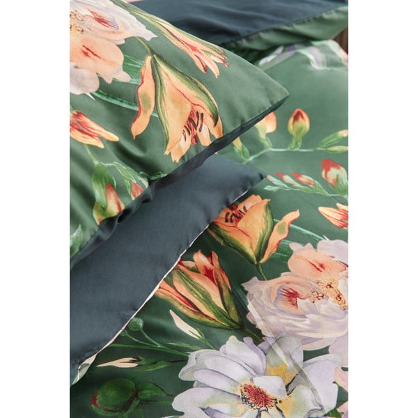 Tamnozelena posteljina od pamučnoga satena za bračni krevet Bonami Selection Floret, 200 x 220 cm-image-4