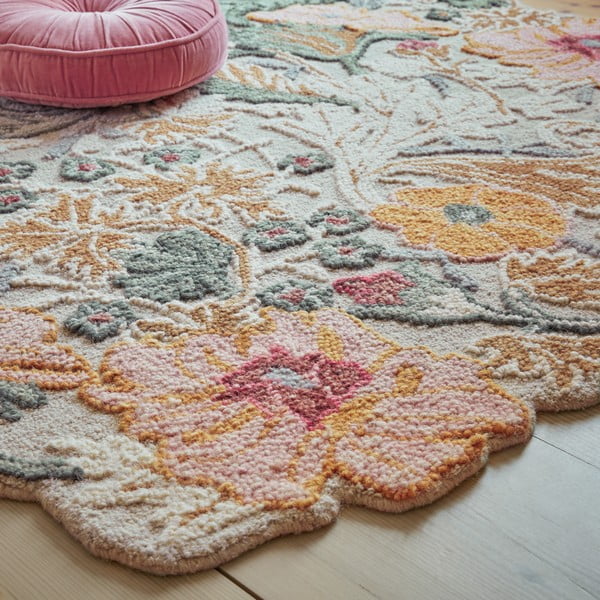 Svijetlo ružičasti ručno rađen vunen tepih 160x230 cm Daphne Shaped Floral – Flair Rugs-image-2