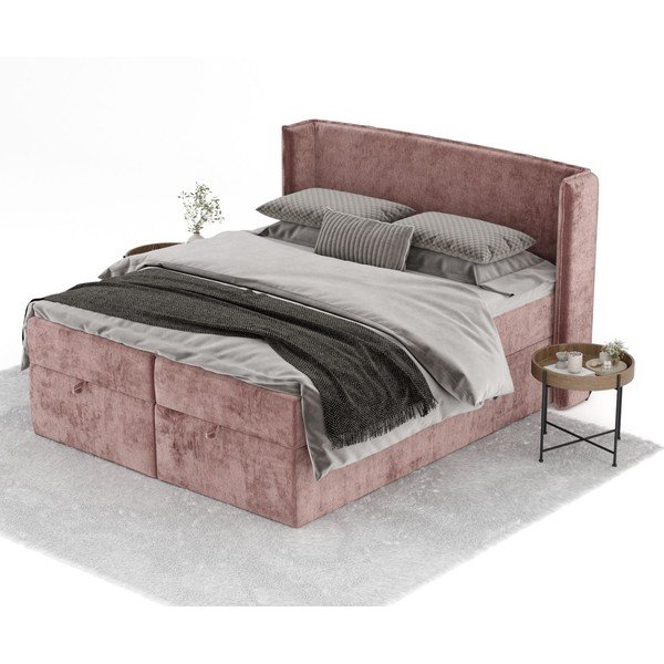 Ružičasti boxspring krevet s prostorom za pohranu 180x200 cm Passion – Maison de Rêve-image-2
