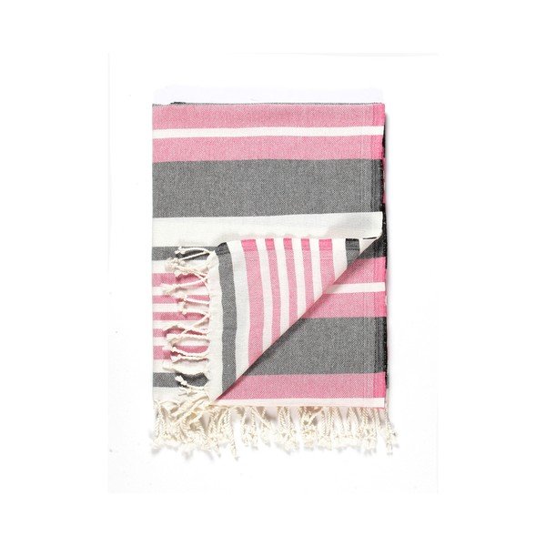 Ružičasto-sivi ručnik za kupanje s udjelom pamuka Kate Louise Cotton Collection Line Pink Grey, 100 x 180 cm-image-3