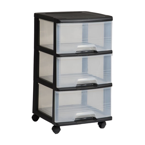 Crni/prozirni plastični regal na kotačima 37x61 cm – Curver