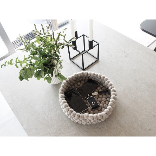 Košarica za pohranu od vunenih pompona u boji pijeska Wooldot Ball Basket, ⌀ 28 cm-image-1