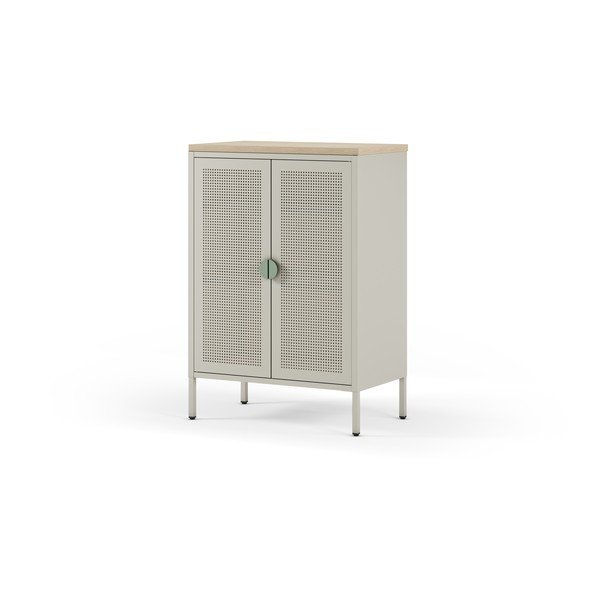 Krem/u prirodnoj boji metalni ormarić 70x100x40 cm Sayla – Marckeric-image-4