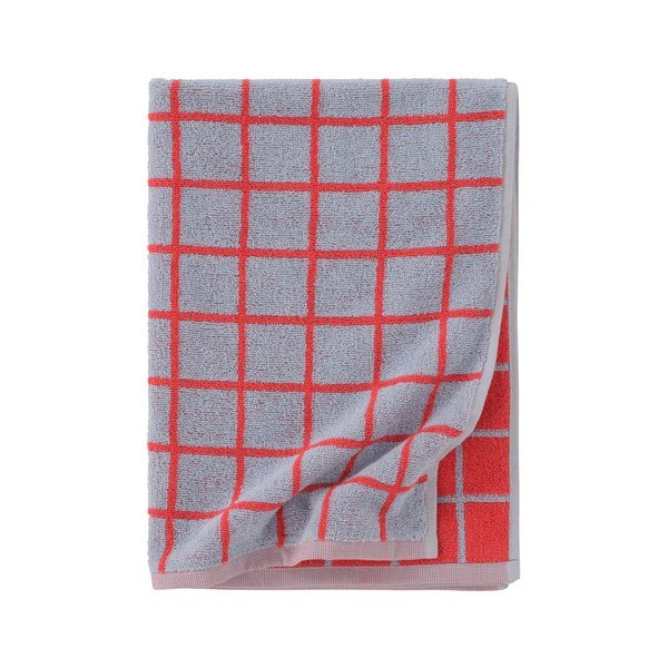 Crveni/svijetlo plavi pamučan ručnik 50x70 cm Grid – Jotex