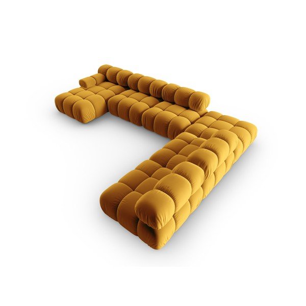 Žuta  baršunasta sofa 379 cm Bellis – Micadoni Home-image-4