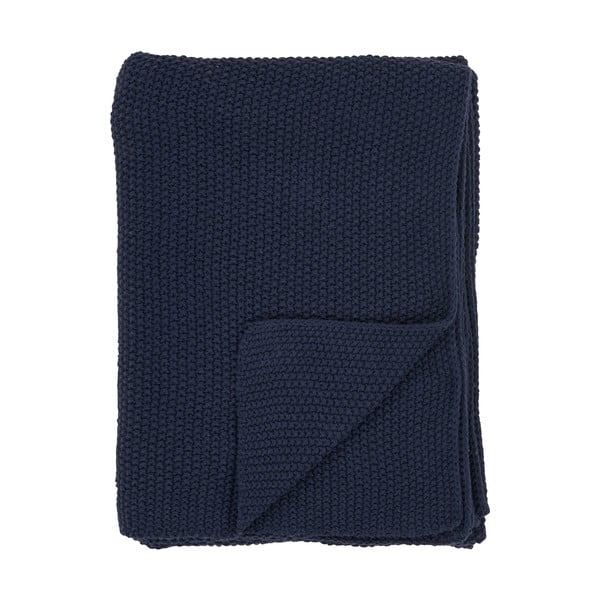 Tamno plava deka od recikliranog pamuka 130x170 cm Santos – House Nordic