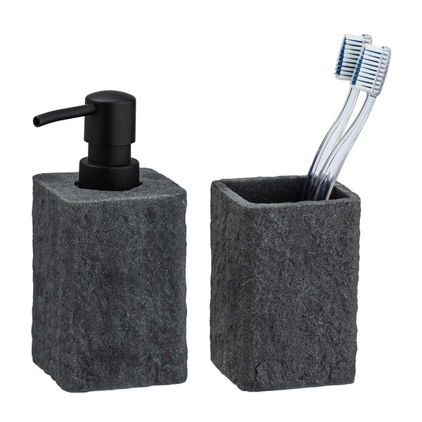 Antracitno sivi set pribora za kupaonicu od polyresina Villata – Wenko