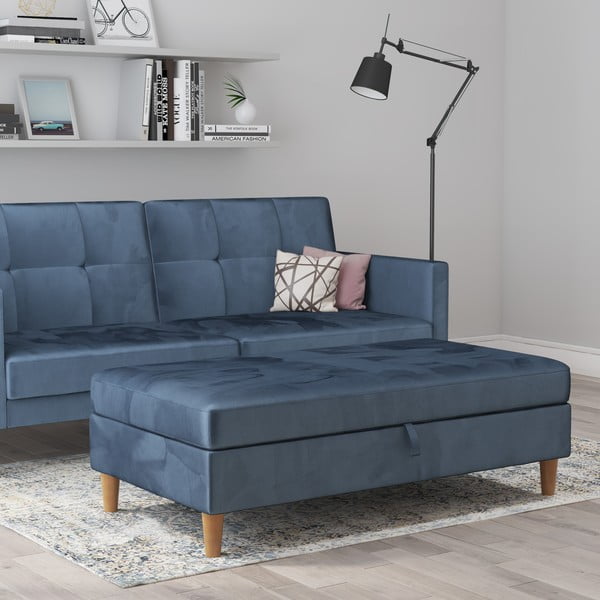 Plavi baršunast tabure Lilly – Støraa-image-3