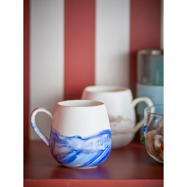 Bijele/plave šalice u setu 4 kom od kamenine 250 ml Lyre – Bloomingville-image-2