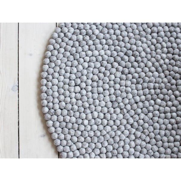 Tepih od vunenih pompona u boji pijeska Wooldot Ball Rugs, ⌀ 140 cm