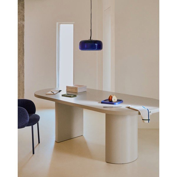 Tamno plava LED viseća svjetiljka sa staklenim sjenilom ø 38 cm Reig – Kave Home-image-1