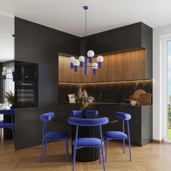 Plava viseća svjetiljka sa staklenim sjenilom Orbital – Sollux-image-1