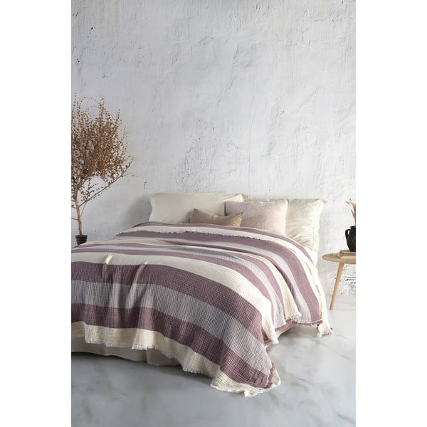 Ljubičasti prekrivač od muslina za bračni krevet 230x230 cm - Mijolnir