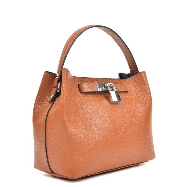 Konjak smeđa kožna torbica Isabella Rhea Lock Cognac-image-1