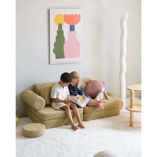 Zeleni dječji kauč od bouclé tkanine 132 cm Settee – Wigiwama-image-2