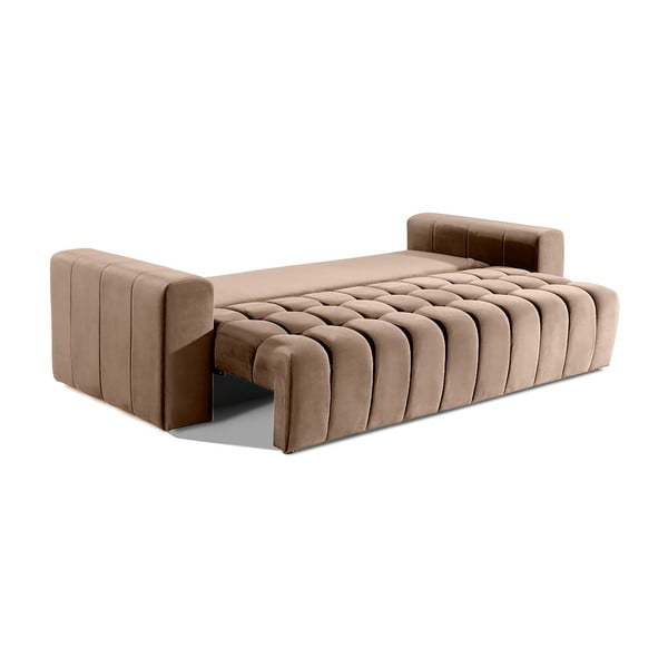 Svjetlo smeđa baršunasti sklopiva/s prostorom za odlaganje sofa 247 cm Lazaro – ELTAP-image-3
