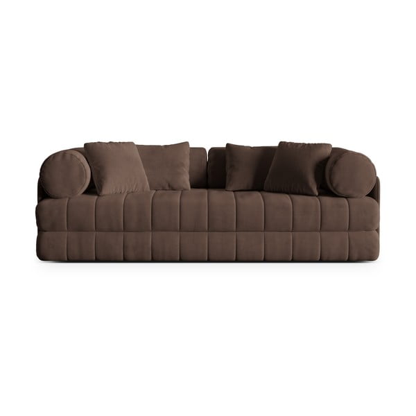 Smeđa baršunasti sklopiva sofa 206 cm Kemi – Cosmopolitan Design