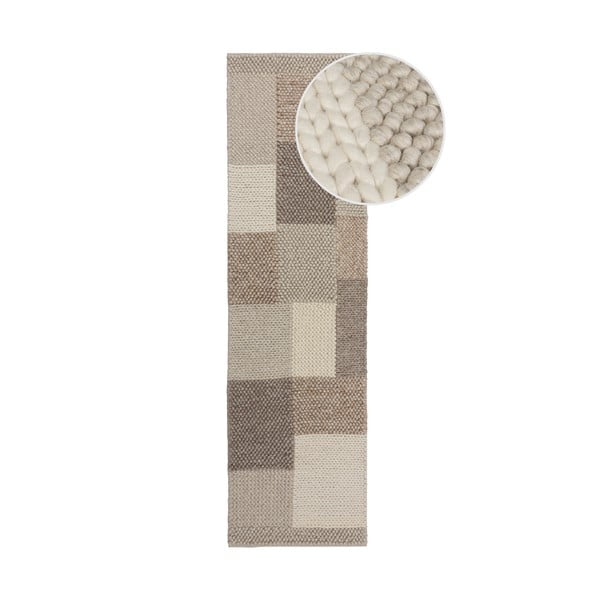 Bež ručno rađena staza od mješavine vune 60x230 cm Minerals Patchwork – Flair Rugs