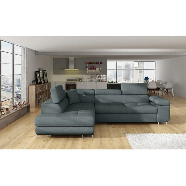 Plava sklopiva/s prostorom za odlaganje kutna garnitura (s lijevim kutom/u obliku slova L) Anton – ELTAP-image-1