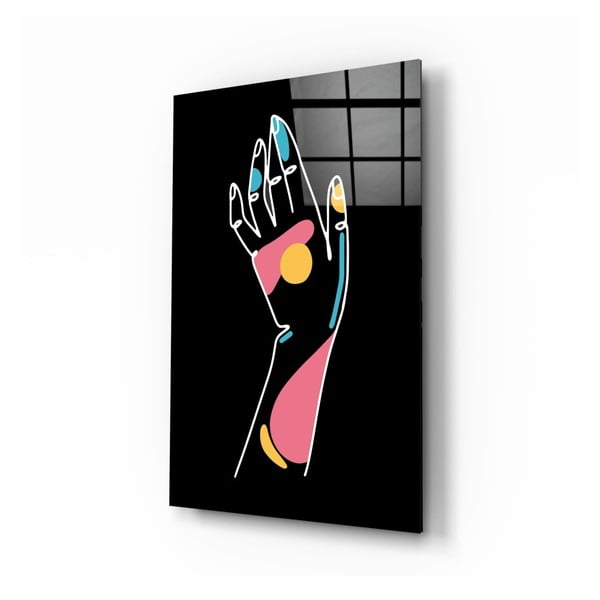 Staklena slika insigne apstraktne obojene ruke, 46 x 72 cm