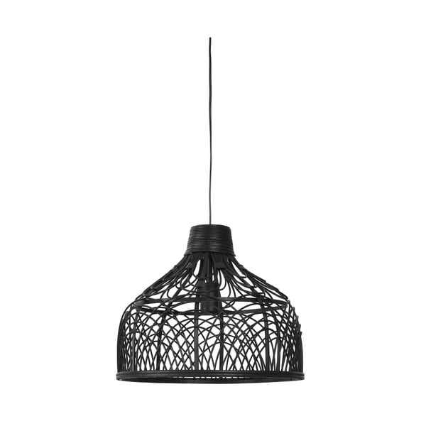 Crna stropna svjetiljka sa sjenilom od ratana ø 42 cm Pocita - Light & Living