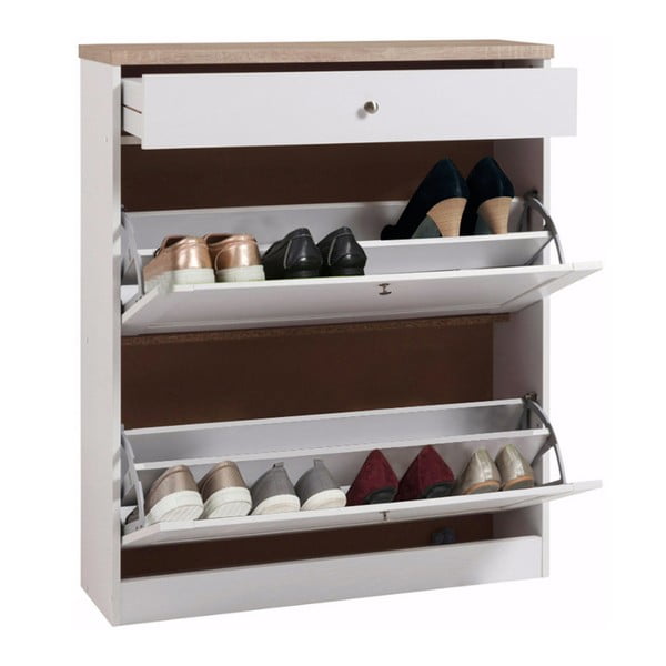 Bijela komoda za cipele s ladicom Støraa Hector, 2 odjeljka-image-1