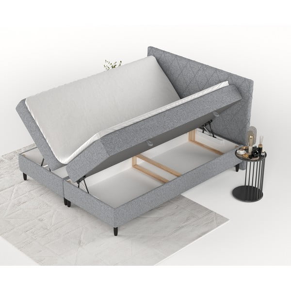 Sivi boxspring krevet s prostorom za pohranu 180x200 cm Gwen – Maison de Rêve-image-4