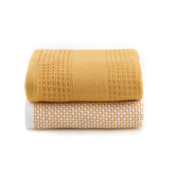Žuti  ručnici u setu 2 kom vafle strukture 40x60 cm Betty – Foutastic-image-3