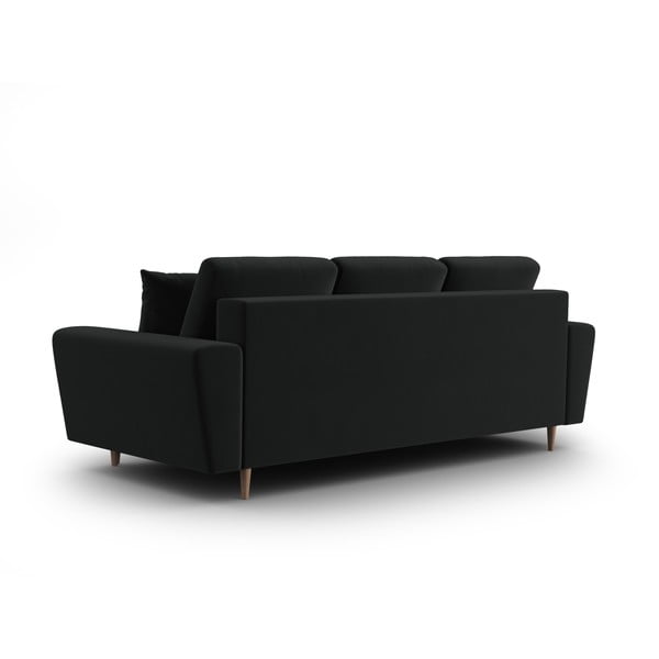 Crna baršunasti sklopiva/s prostorom za odlaganje sofa 235 cm Kyoto – Cosmopolitan Design-image-3