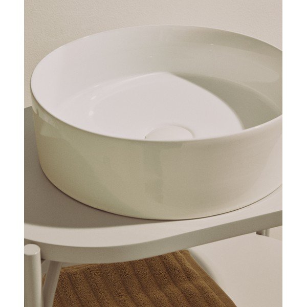 Bijeli keramički okrugao umivaonik ø 36 cm Ovara – Kave Home-image-3
