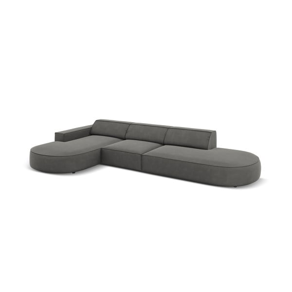 Siva baršunasta kutna garnitura (lijevi kut) Jodie - Micadoni Home-image-4