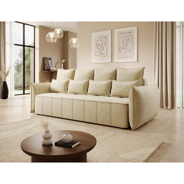 Bež baršunasti sklopiva/s prostorom za odlaganje sofa 242 cm Weltton – ELTAP-image-3