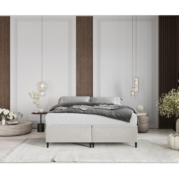 Krem tapecirani bračni krevet s prostorom za pohranu 140x200 cm Tate – Maison de Rêve-image-3