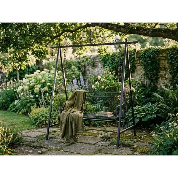 Crna metalna vrtna ljuljačka Kari - Garden Pleasure-image-1