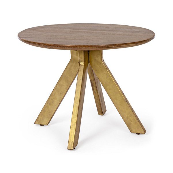 Okrugao stolić za kavu od masivnog manga u zlatnoj boji/u tamnoj prirodnoj boji ø 60 cm Sherman – Bizzotto