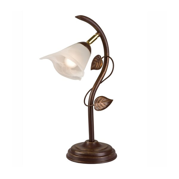 Tamno smeđa stolna lampa sa staklenim sjenilom (visina 40 cm) Bluszcz – LAMKUR