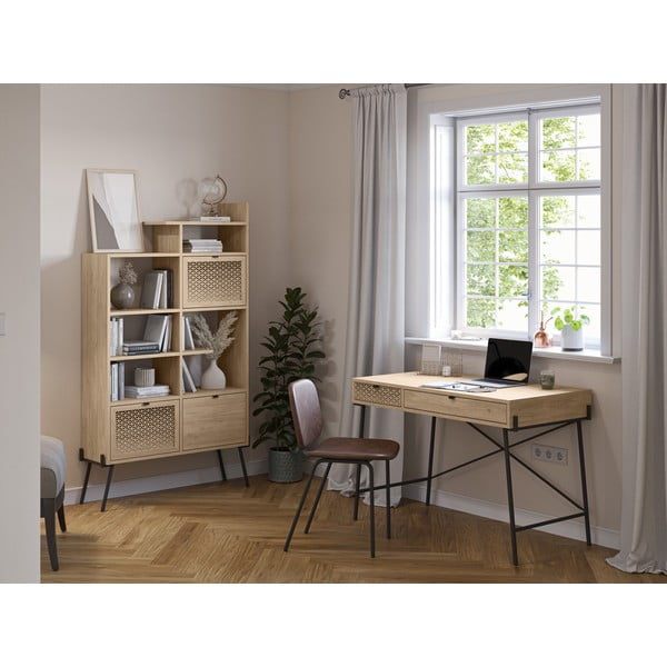 Biblioteka u dekoru hrasta u prirodnoj boji 95x170 cm Ecrin – Marckeric-image-1