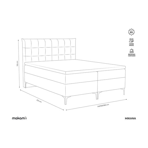 Krem boxspring krevet s prostorom za odlaganje 160x200 cm Mikana – Makamii-image-3