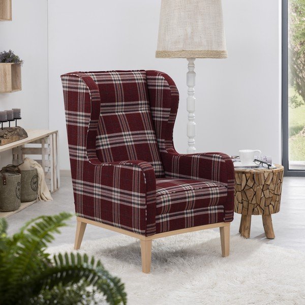 Crvena karirana fotelja Max Winzer Angelo-image-1