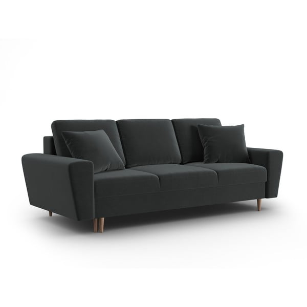 Tamno siva baršunasti sklopiva/s prostorom za odlaganje sofa 235 cm Kyoto – Cosmopolitan Design-image-1