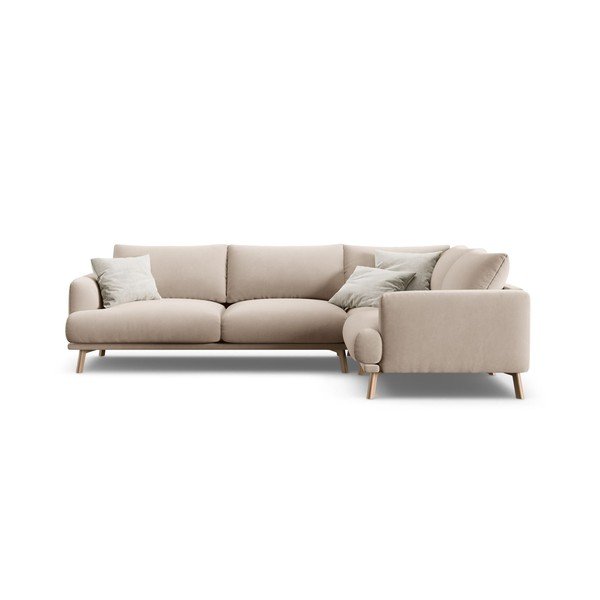 Bež baršunasta kutna garnitura (s desnim kutom/u obliku slova L) Naomi – Micadoni 