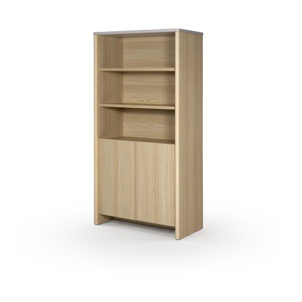 Bijela/u svijetloj prirodnoj boji biblioteka u dekoru hrasta 90x180x48 cm Dore – Marckeric-image-4