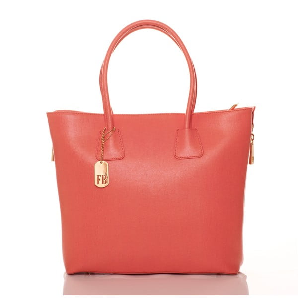 Koraljno ružičasta kožna torbica Federice Bassi Saffiano