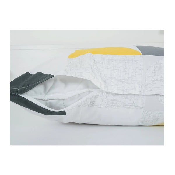 Žuta /siva posteljina za krevet za jednu osobu od krepa 140x200 cm Geometries – B.E.S.-image-2